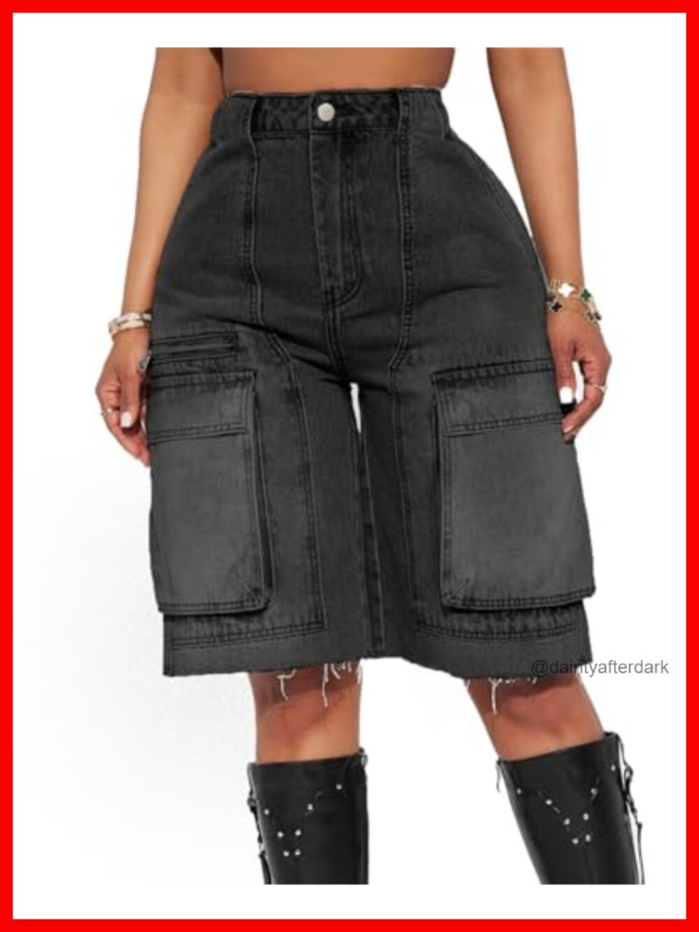 Women's High Waist Raw Hem Denim Shorts Straight Leg 100% Cotton